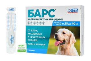 Барс Капли для собак 20-40 кг против блох и клещей, 1 пип*2,68 мл