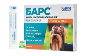 Барс Капли для собак до 10 кг против блох и клещей, 1 пип*0,67 мл