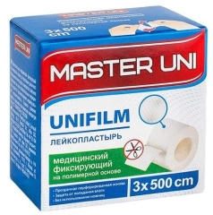 Лейкопластырь фиксирующий мед, 3 х 500 см  (Мастер Юни) (упак/ 48 шт)